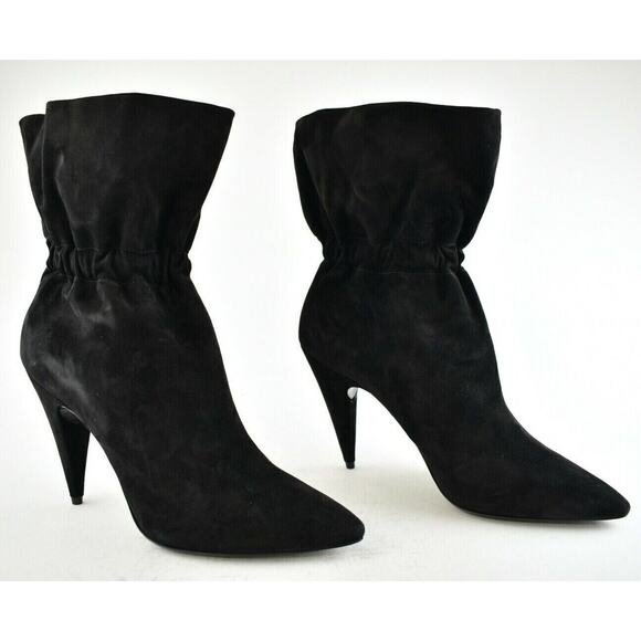 Saint Laurent YSL Etienne 95 Black Suede Runway Elastic Cuff Heel Ankle Boot 42 - Picture 2 of 12